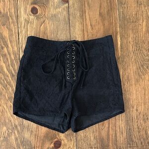 Young & Reckless Black Lace-Up High Waist Shorts